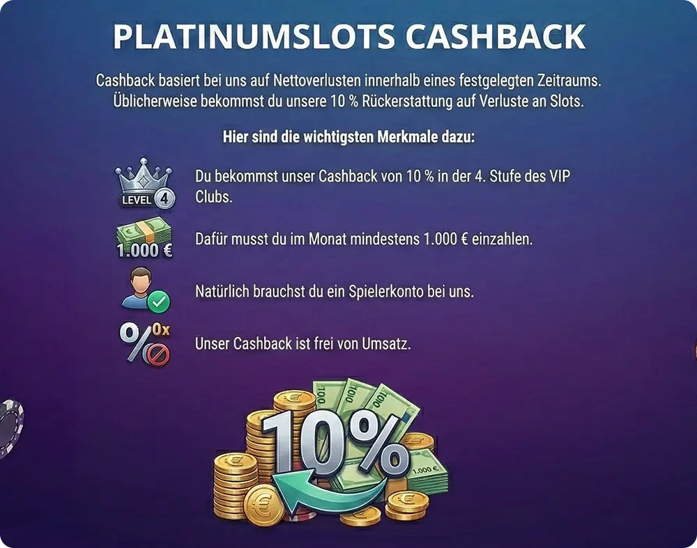 Platinum Slots Boni und Cashback