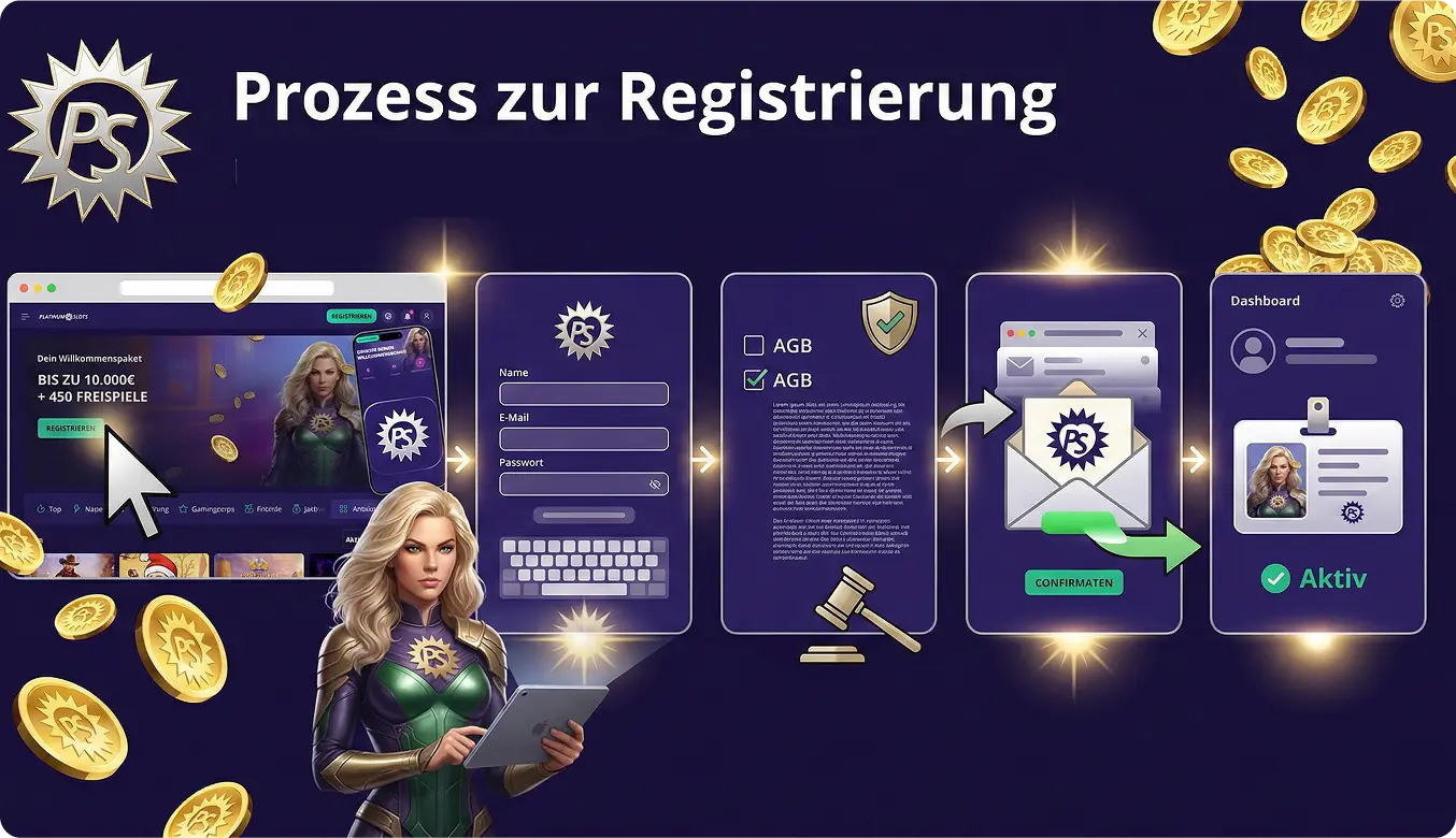 registrierungs- und Anmeldevorgang für Platinum Slots