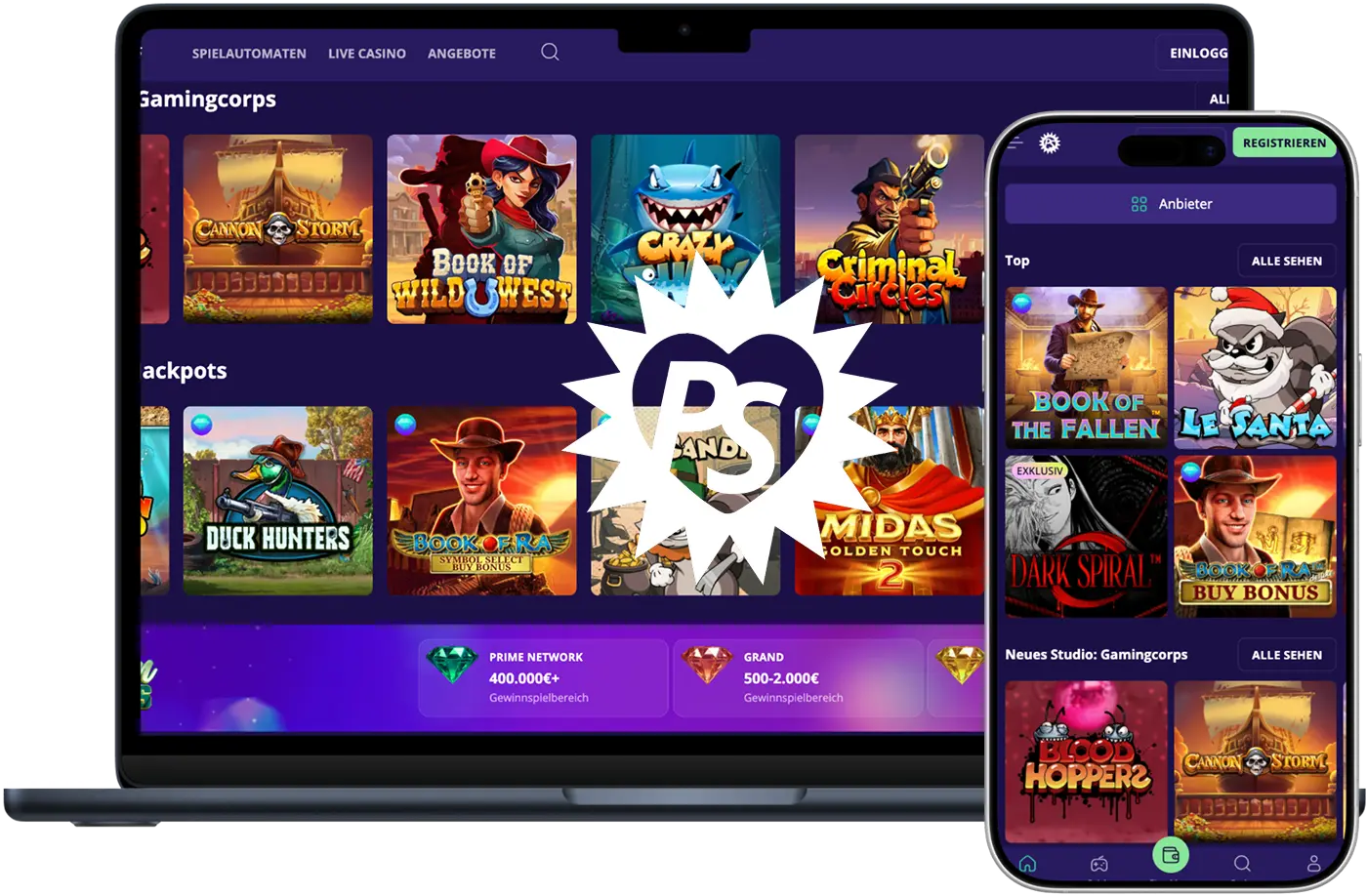 Spielautomaten und Spiele auf Desktop- und Mobilgeräten