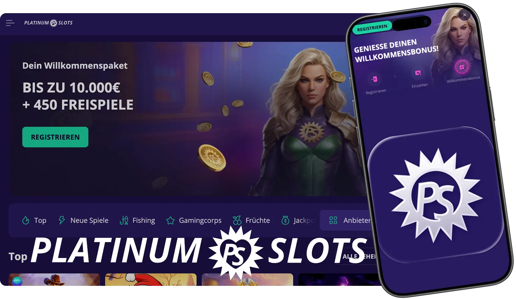 Platinum Slots Plattform mit Spielen und Boni